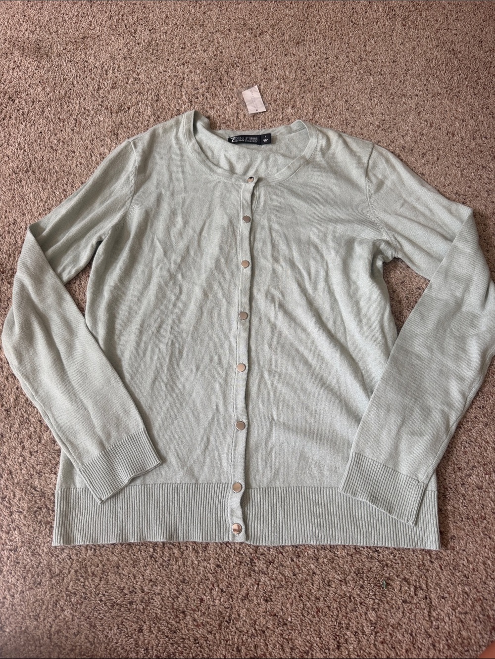New York & Company Sage Green Button-Front Cardigan